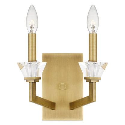 Quoizel Lottie 2 Light Wall Sconce, Aged Brass