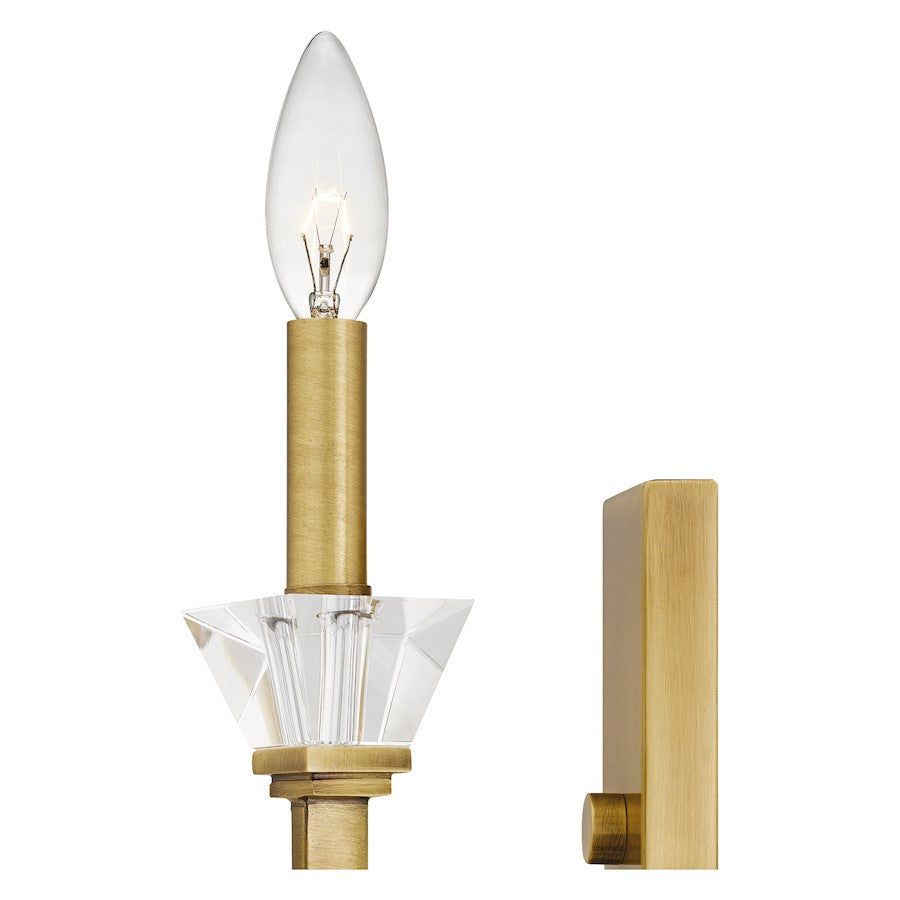 Quoizel Lottie 2 Light Wall Sconce, Aged Brass