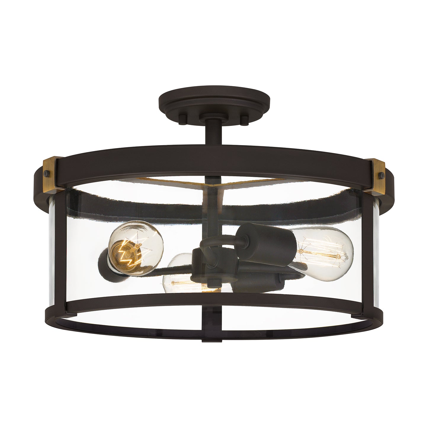 Quoizel Lisbon 3 Light Semi-Flush Mount, Old Bronze/Clear - LSB1716OZ