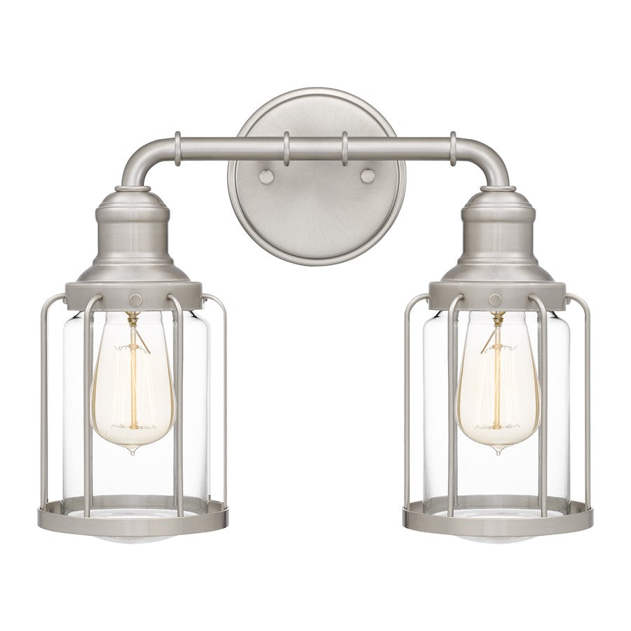 Quoizel Ludlow 2 Light Bath Light, Brushed Nickel/Clear