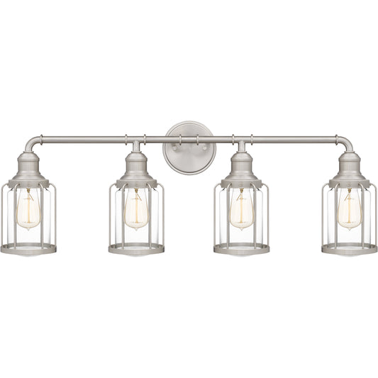 Quoizel Ludlow 4 Light Bath Light, Brushed Nickel/Clear - LUD8634BN