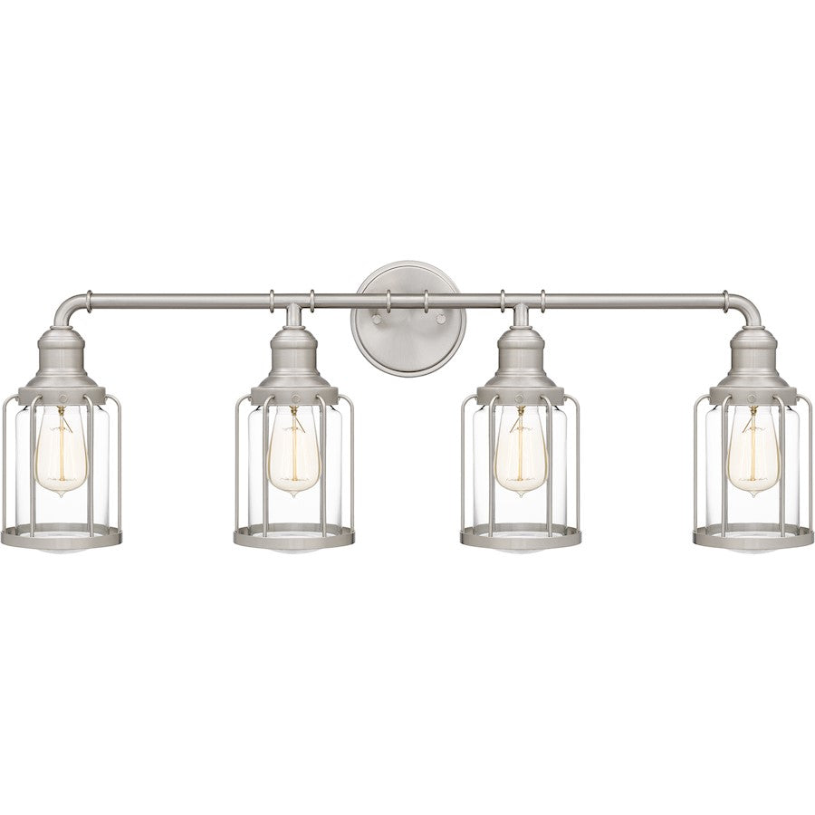 Quoizel Ludlow 4 Light Bath Light, Brushed Nickel/Clear