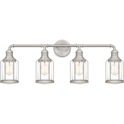 Quoizel Ludlow 4 Light Bath Light, Brushed Nickel/Clear