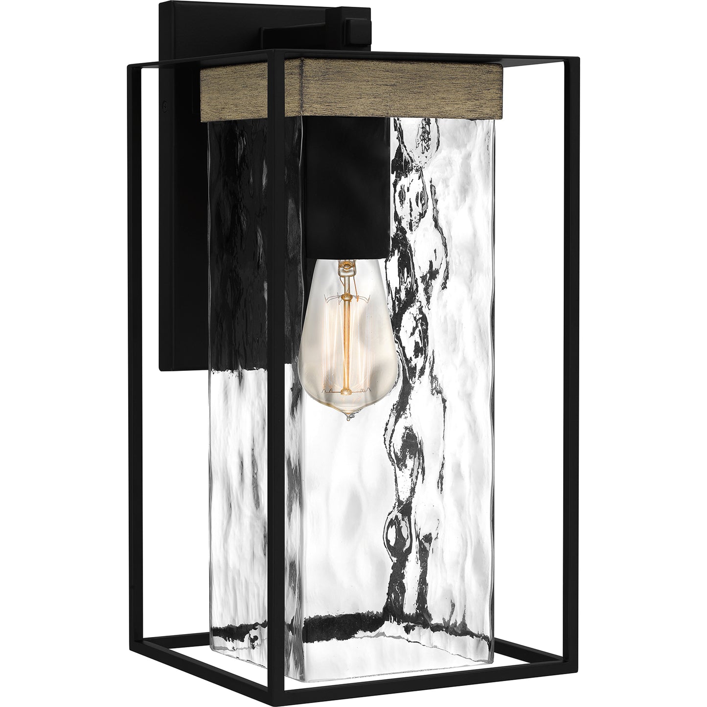 Quoizel Longwood 1 Light 12" Outdoor Lantern, Black/Clear Hammered - LWD8405MBK