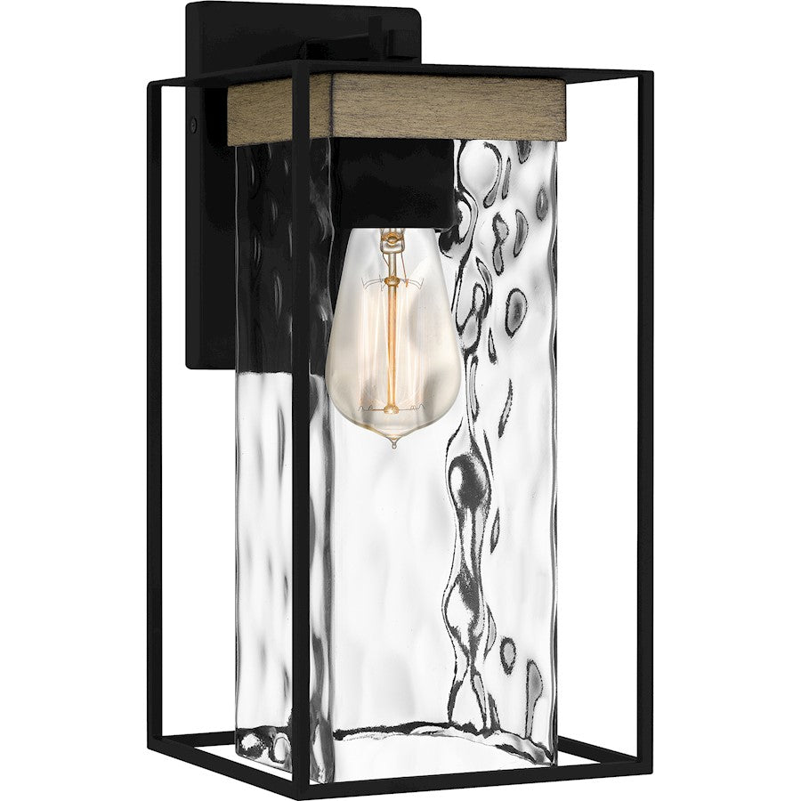 Quoizel Longwood 1 Light 14" Outdoor Lantern, Black/Clear Hammered - LWD8407MBK