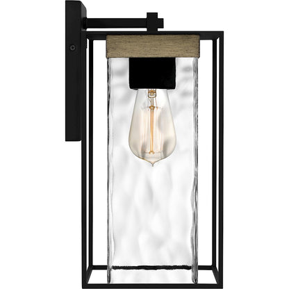 Quoizel Longwood 1 Light Outdoor Lantern, Black/Clear Hammered