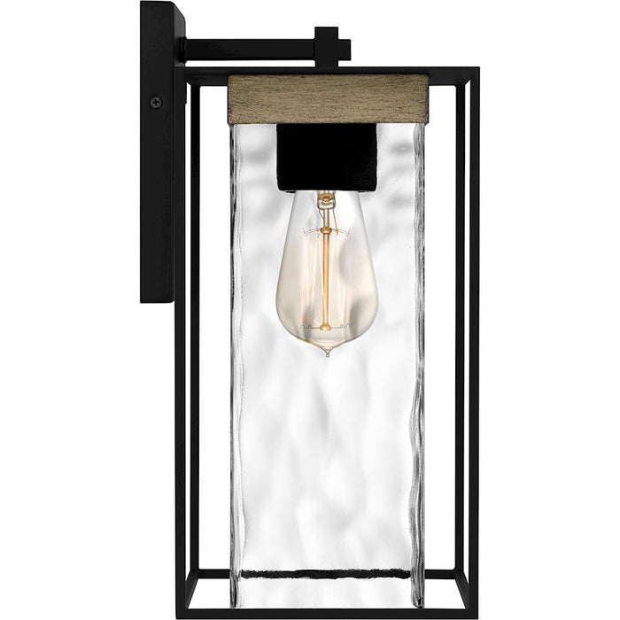 Quoizel Longwood 1 Light Outdoor Lantern, Black/Clear Hammered