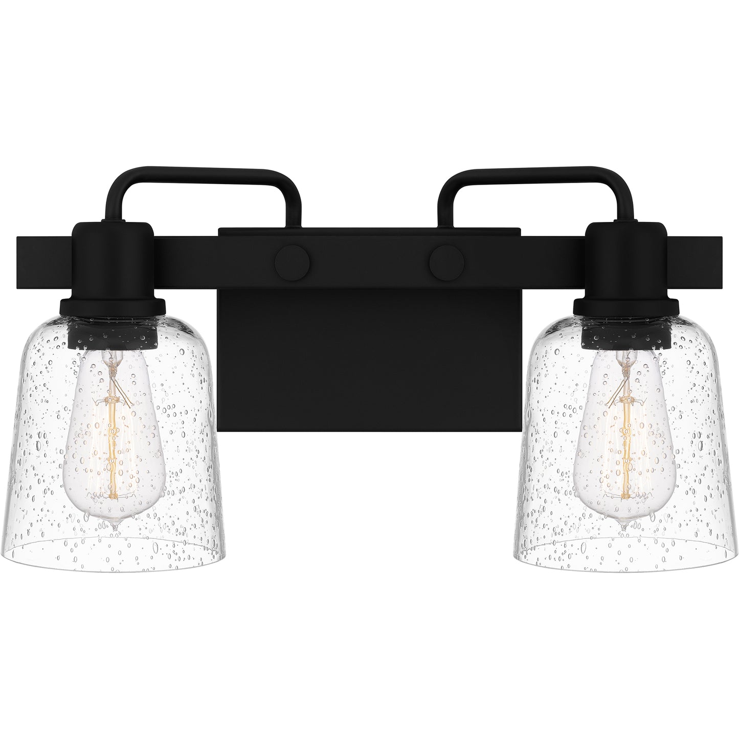 Quoizel Lydia 2 Light Bath Light, Matte Black/Clear Seedy - LYD8616MBK