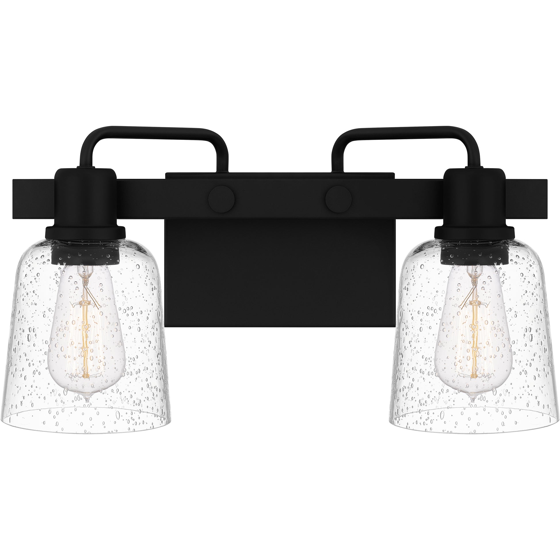 Quoizel Lydia 2 Light Bath Light, Matte Black/Clear Seedy - LYD8616MBK