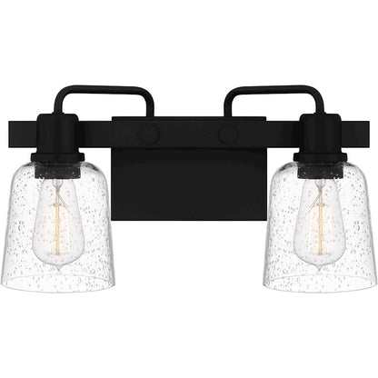 Quoizel Lydia 2 Light Bath Light, Matte Black/Clear Seedy