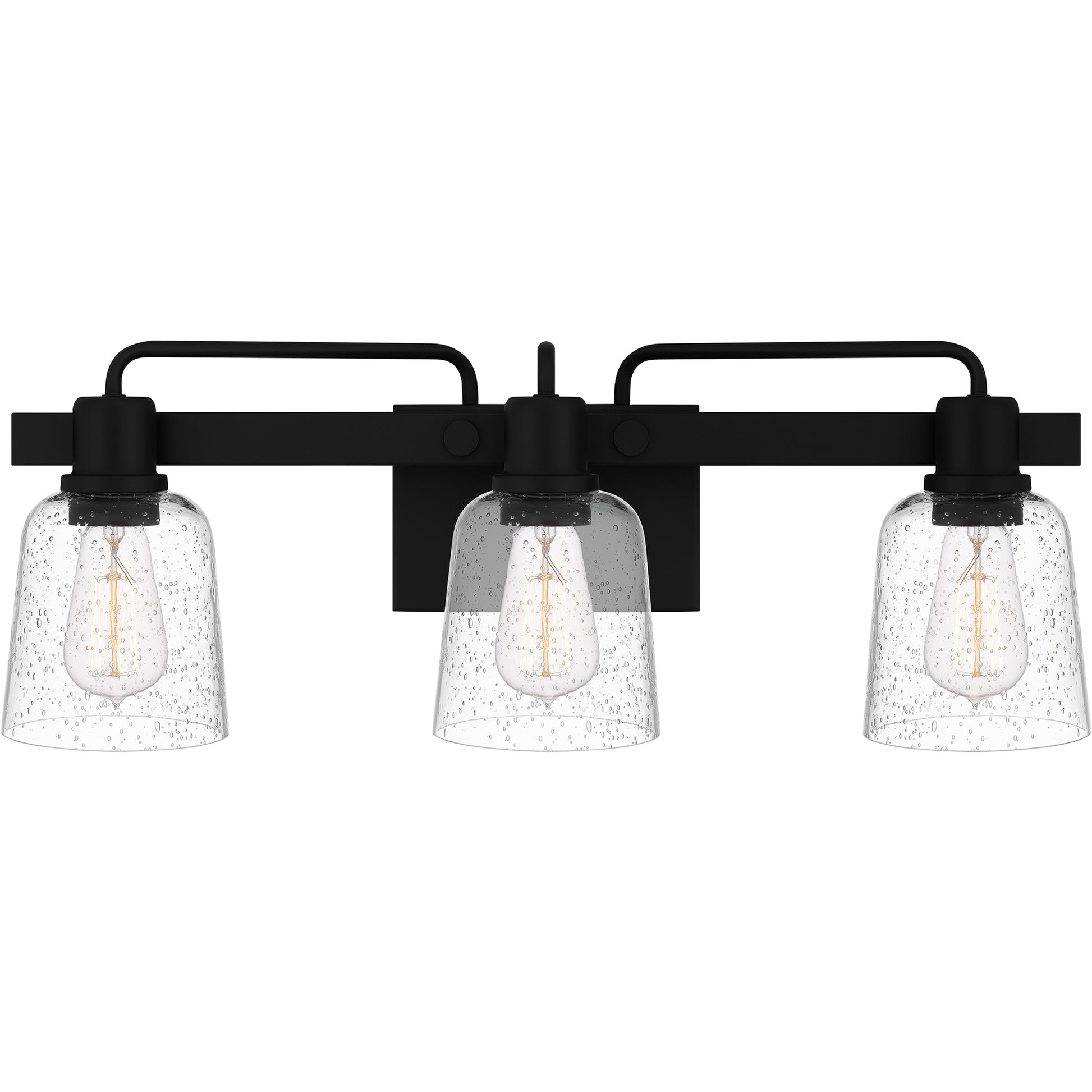 Quoizel Lydia 3 Light Bath Light, Matte Black/Clear Seedy - LYD8624MBK