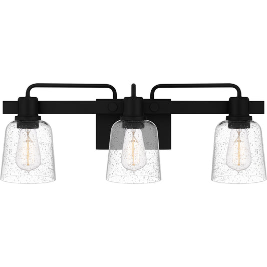 Quoizel Lydia 3 Light Bath Light, Matte Black/Clear Seedy - LYD8624MBK