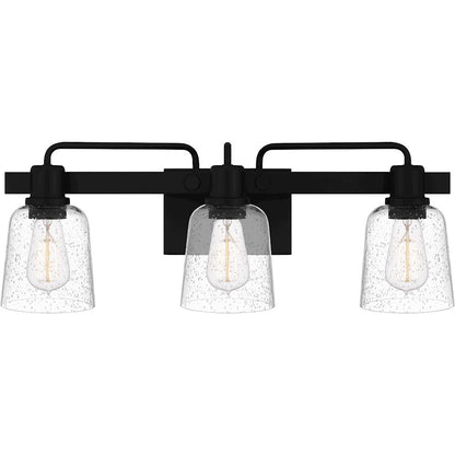 Quoizel Lydia 3 Light Bath Light, Matte Black/Clear Seedy