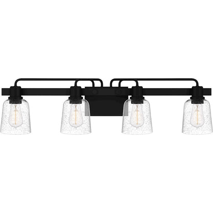 Quoizel Lydia 4 Light Bath Light, Matte Black/Clear Seedy