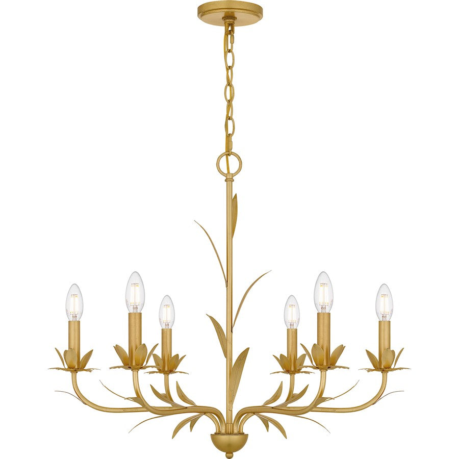 Quoizel Maria 6 Light Chandelier, Gold Leaf - MAA5027GFL