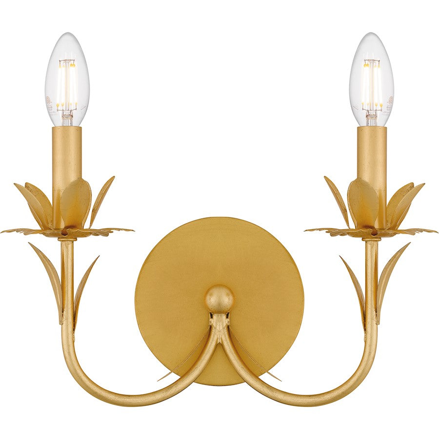 Quoizel Maria 2 Light Wall Sconce, Gold Leaf - MAA8712GFL