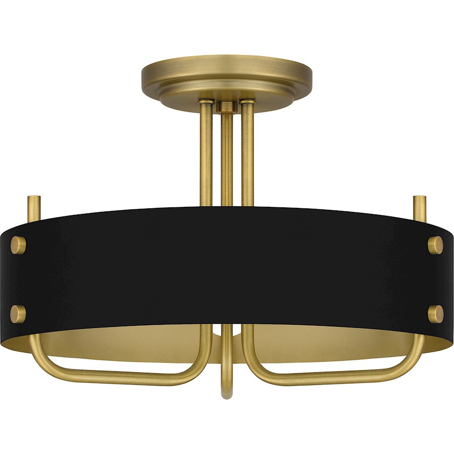 Quoizel Madden 3 Light Semi-Flush Mount, Aged Brass - MAD1717AB