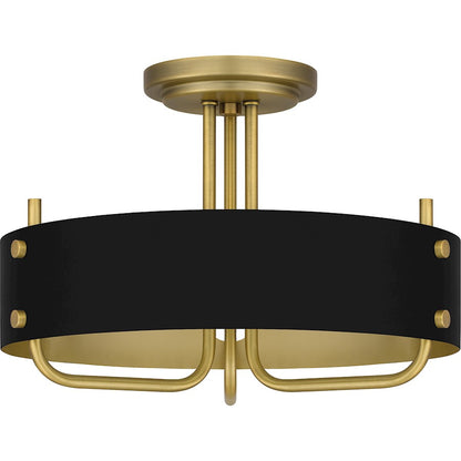 Quoizel Madden 3 Light Semi-Flush Mount, Aged Brass - MAD1717AB