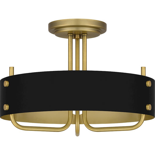 Quoizel Madden 3 Light Semi-Flush Mount, Aged Brass - MAD1717AB