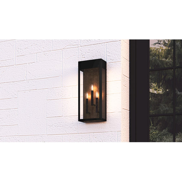 Quoizel Maren 3 Light Outdoor Lantern, Black/Clear Panel Side
