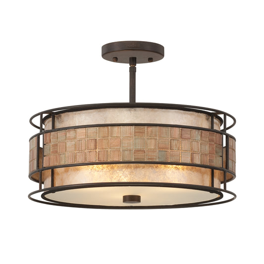 Quoizel 3 Light Laguna Semi-Flush Mount, Renaissance Copper