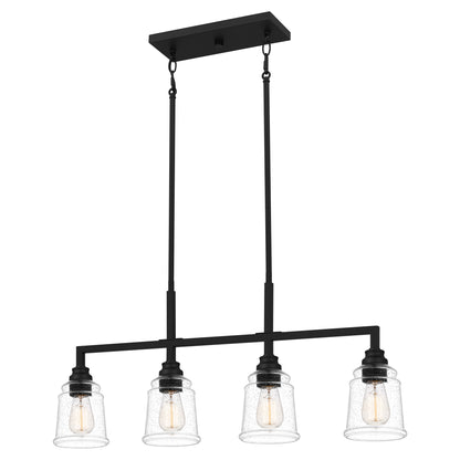 Quoizel McIntire 4 Light Island Light, Matte Black/Clear Seedy - MCI433MBK