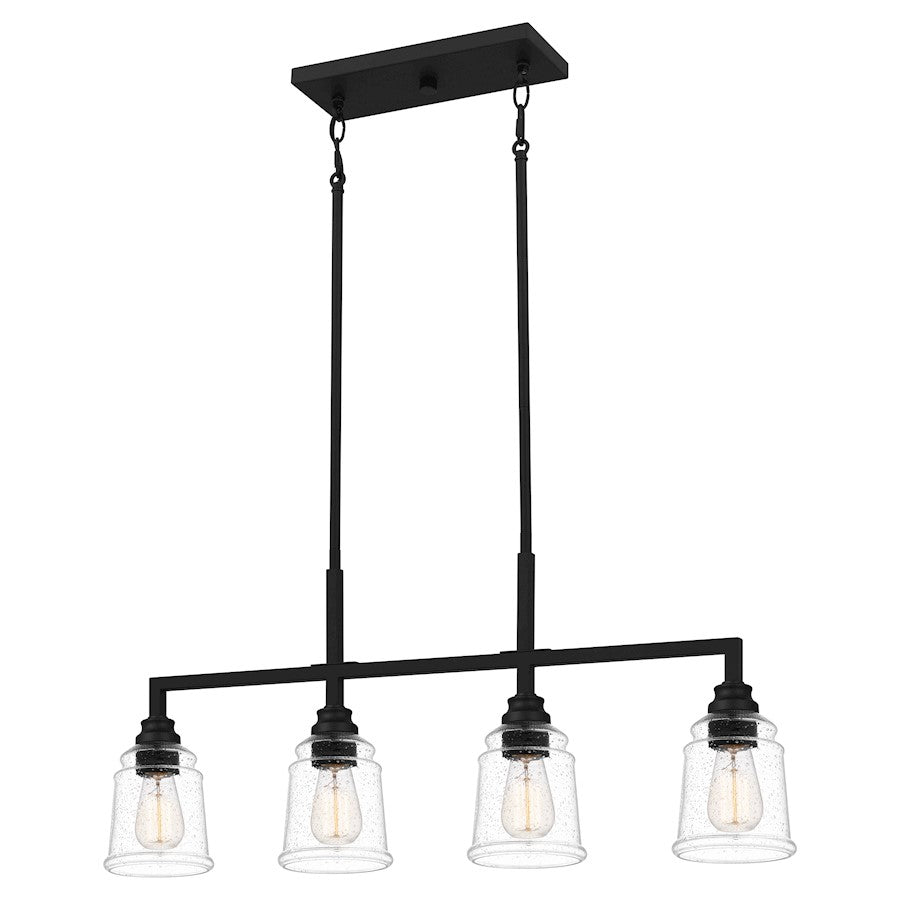 Quoizel Mcintire 4 Light Island Light, Matte Black/Clear Seedy