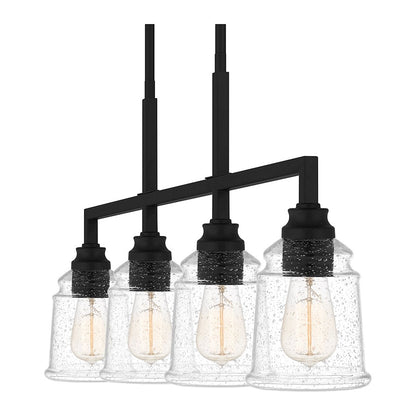 Quoizel Mcintire 4 Light Island Light, Matte Black/Clear Seedy