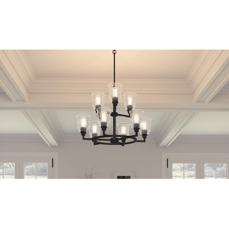 Quoizel Mcintire Chandelier, Matte Black/Clear Seedy