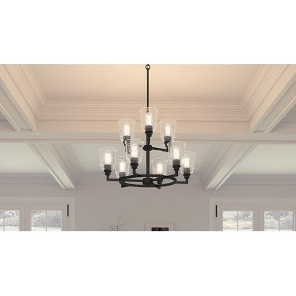 Quoizel Mcintire Chandelier, Matte Black/Clear Seedy