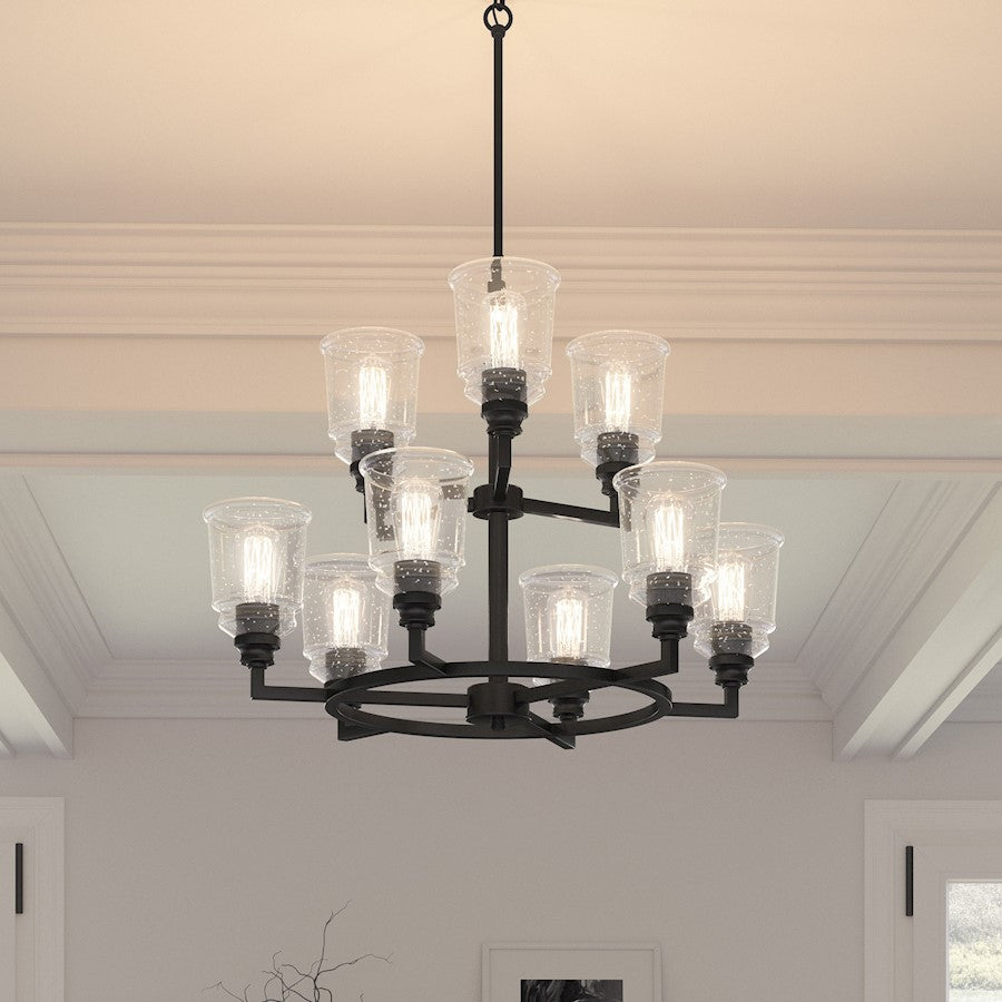 Quoizel Mcintire Chandelier, Matte Black/Clear Seedy