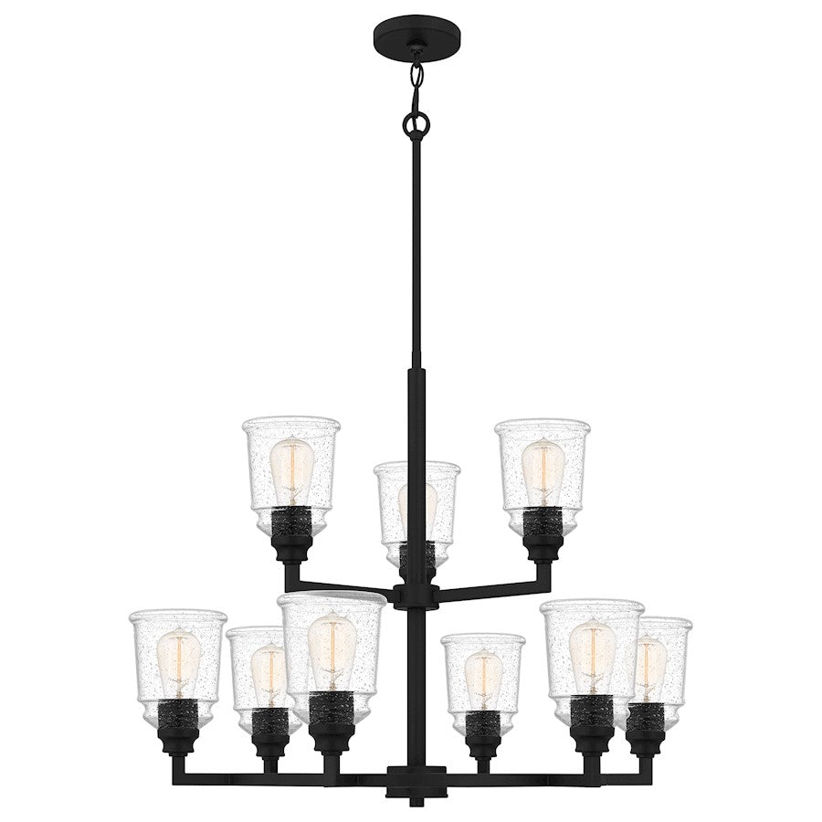 Quoizel Mcintire Chandelier, Matte Black/Clear Seedy