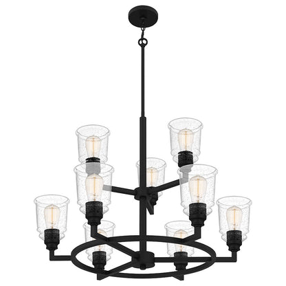 Quoizel Mcintire Chandelier, Matte Black/Clear Seedy