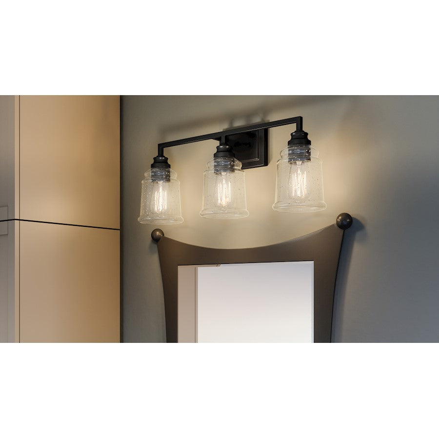 3 Light Bathroom Vanity Light, Matte Black