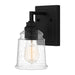 Quoizel McIntire 1 Light Wall Sconce, Matte Black/Clear Seedy - MCI8705MBK