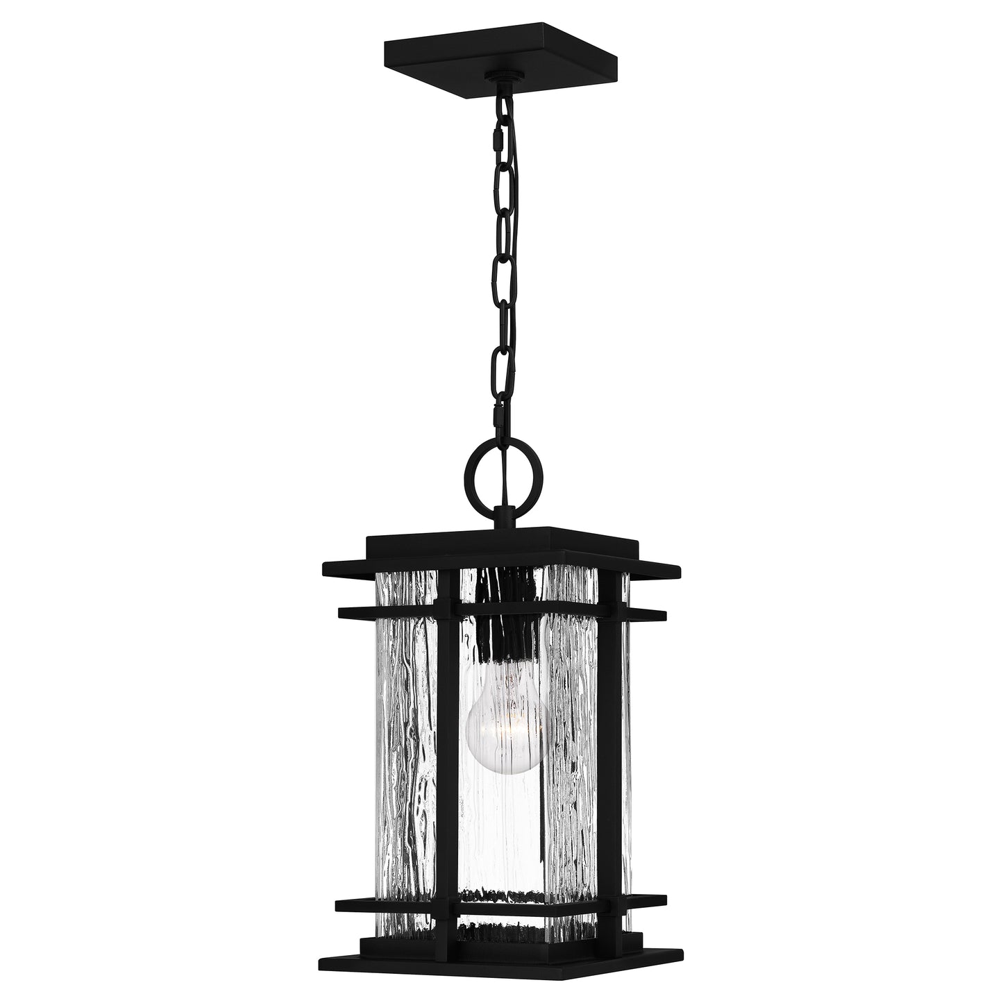 Quoizel McAlister 1 Light Mini Pendant, Earth Black/Clear Textured - MCL1508EK