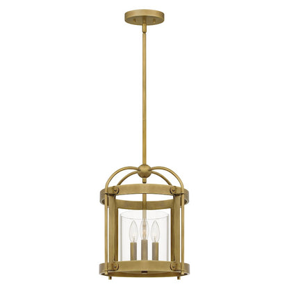 Quoizel McPherson 3 Light Pendant, Weathered Brass/Clear - MCP2814WS