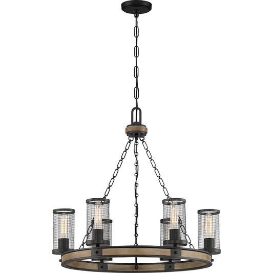 Quoizel Mccrady 6 Light Chandelier, Matte Black/Metal Mesh - MCY5026MBK