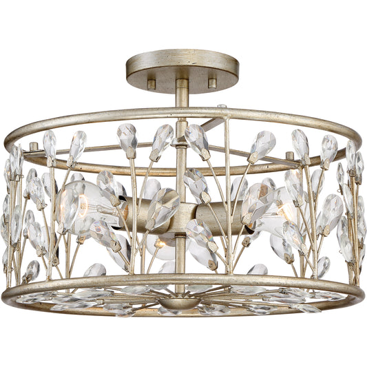 Quoizel 3 Light Meadow Lane Semi-Flush Mount, Vintage Gold