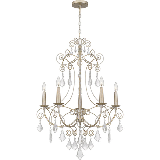 Quoizel Merida 5 Light Chandelier, Vintage Gold - MER5028VG