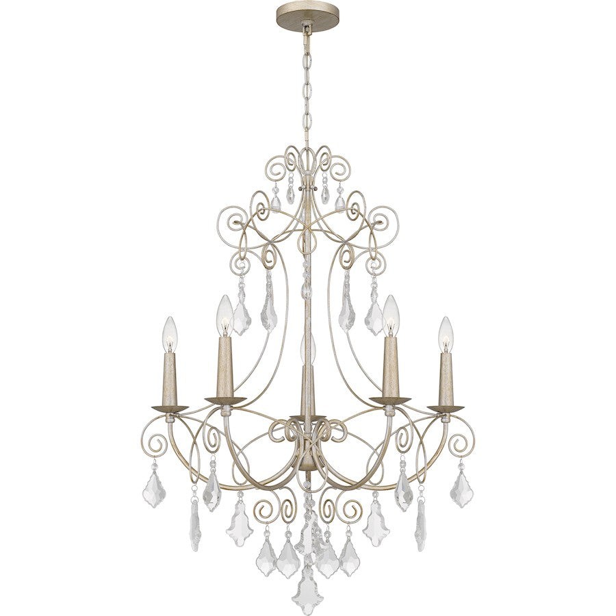 Quoizel Merida 5 Light Chandelier, Vintage Gold