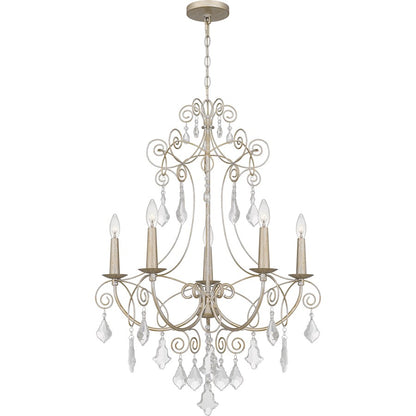 Quoizel Merida 5 Light Chandelier, Vintage Gold