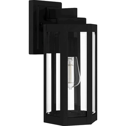 Quoizel Mesnick 1 Light Outdoor Lantern, Black/Clear Beveled