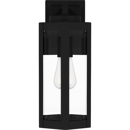 Quoizel Mesnick 1 Light Outdoor Lantern, Black/Clear Beveled