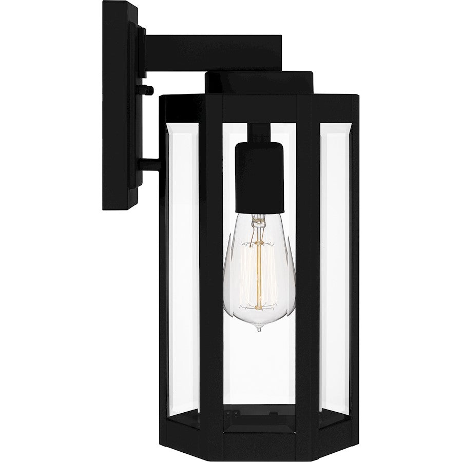 Quoizel Mesnick 1 Light Outdoor Lantern, Black/Clear Beveled