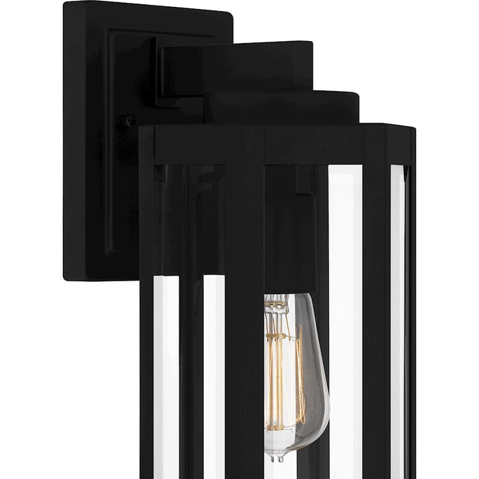 Quoizel Mesnick 1 Light Outdoor Lantern, Black/Clear Beveled