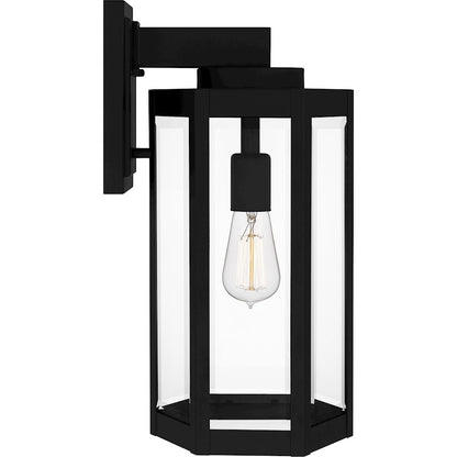 Quoizel Mesnick 1 Light Outdoor Lantern, Black/Clear Beveled