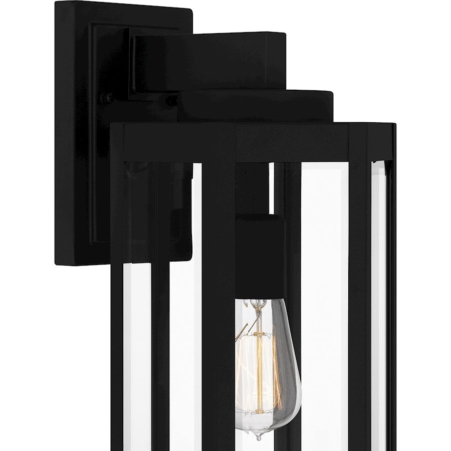 Quoizel Mesnick 1 Light Outdoor Lantern, Black/Clear Beveled