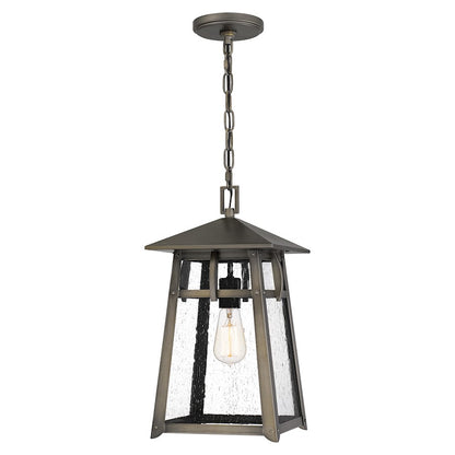 Quoizel Merle 1 Light 17" Outdoor Lantern, Burnished Bronze/Seeded