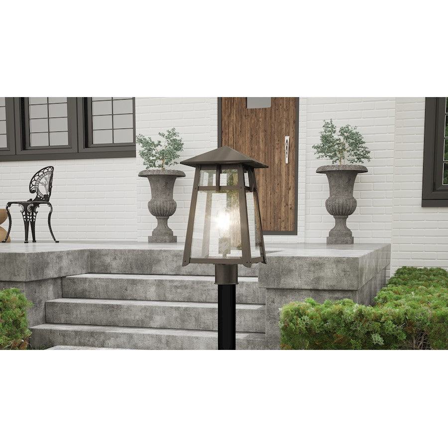 Quoizel Merle 1 Light 17.75" Outdoor Lantern, Burnished Bronze/Seed